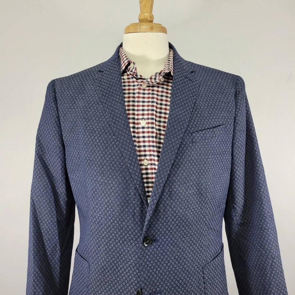 J.F Ferrar Men's Sport Coat‎ Blazer Two Button Blue Polyester Blend Size 42-44S